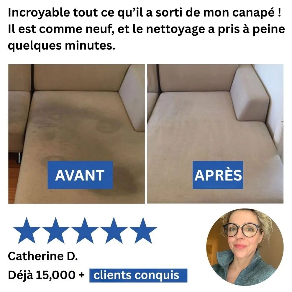 Canapé en tissu avant et après nettoyage à la vapeur